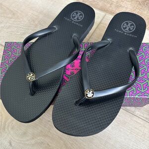 Tory Burch Black Rubber Flip Flops